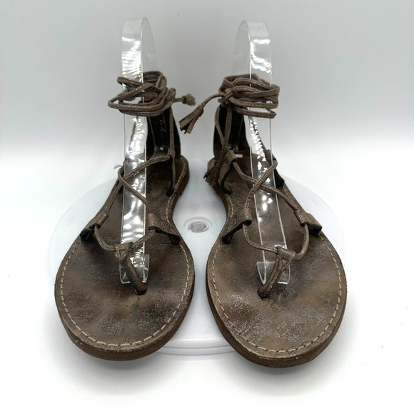 MADEWELL The‎ Boardwalk Gladiator Sandals Womens 5.5 Gold Leather Strappy Beach - Picture 3 of 10
